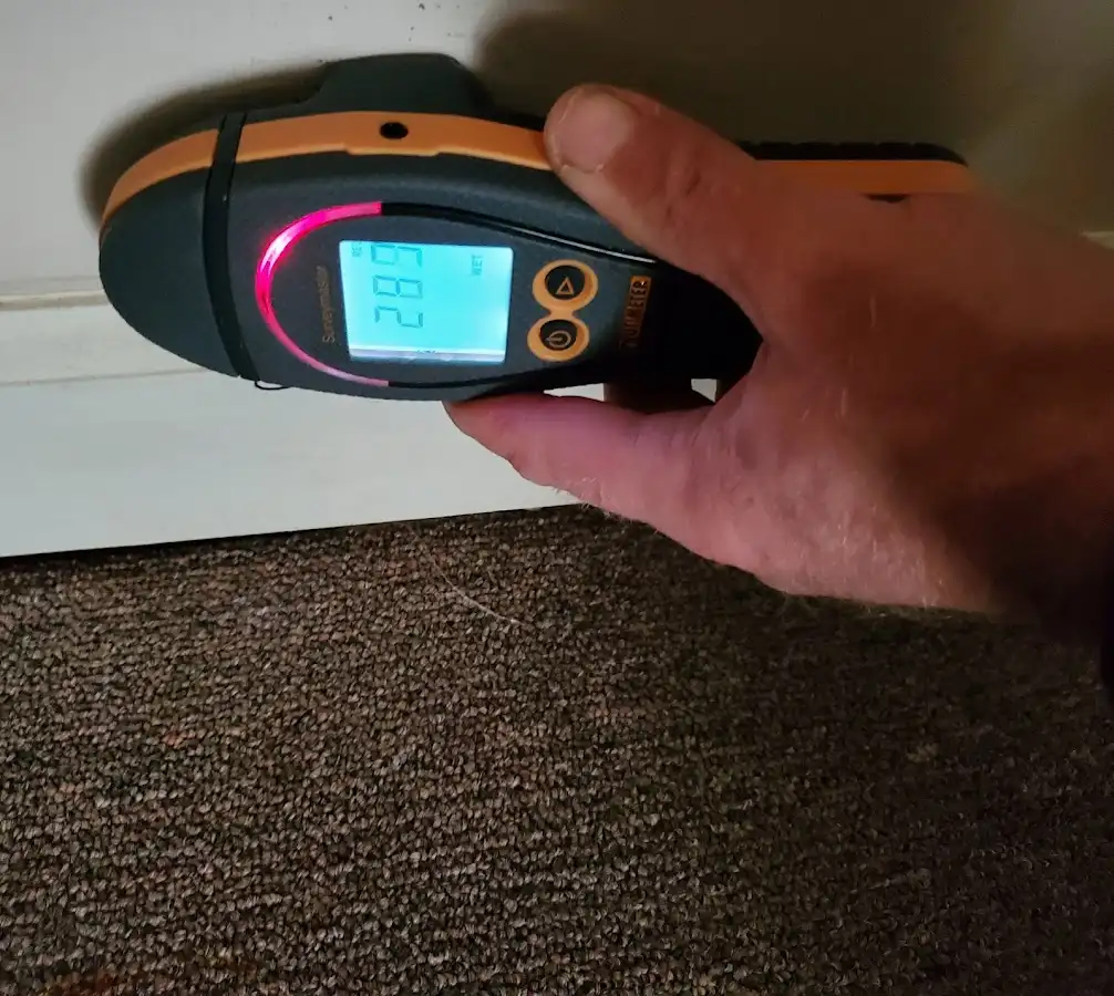 Moisture detection at baseboard during Sewage Cleanup & Sanitation in Converse
