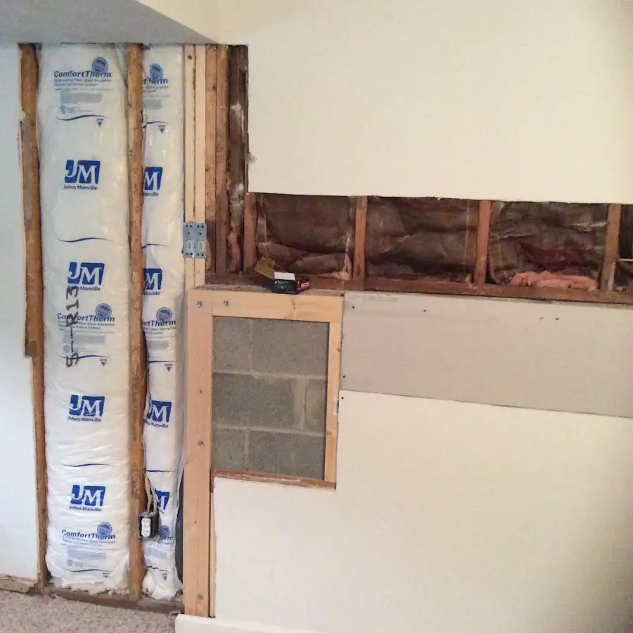 Wall insulation replacement during Basement Flood Cleanup in Converse